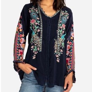 Johnny Was Peacock Sable Blouse